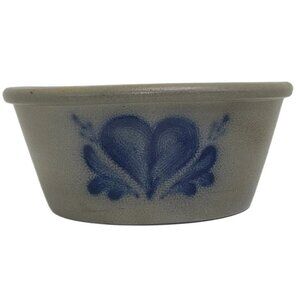 VTG Rowe Pottery Work Heart Gray Blue Mixing Bowl ‘92 Stoneware Cambridge Rustic